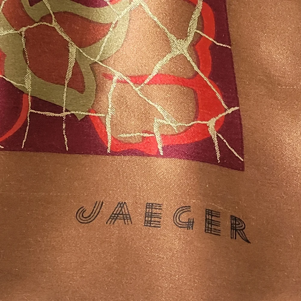 Vintage Jaeger Silk Scarf Made In Italy with Abstract Design.34X34 Inches. - Picture 8 of 15